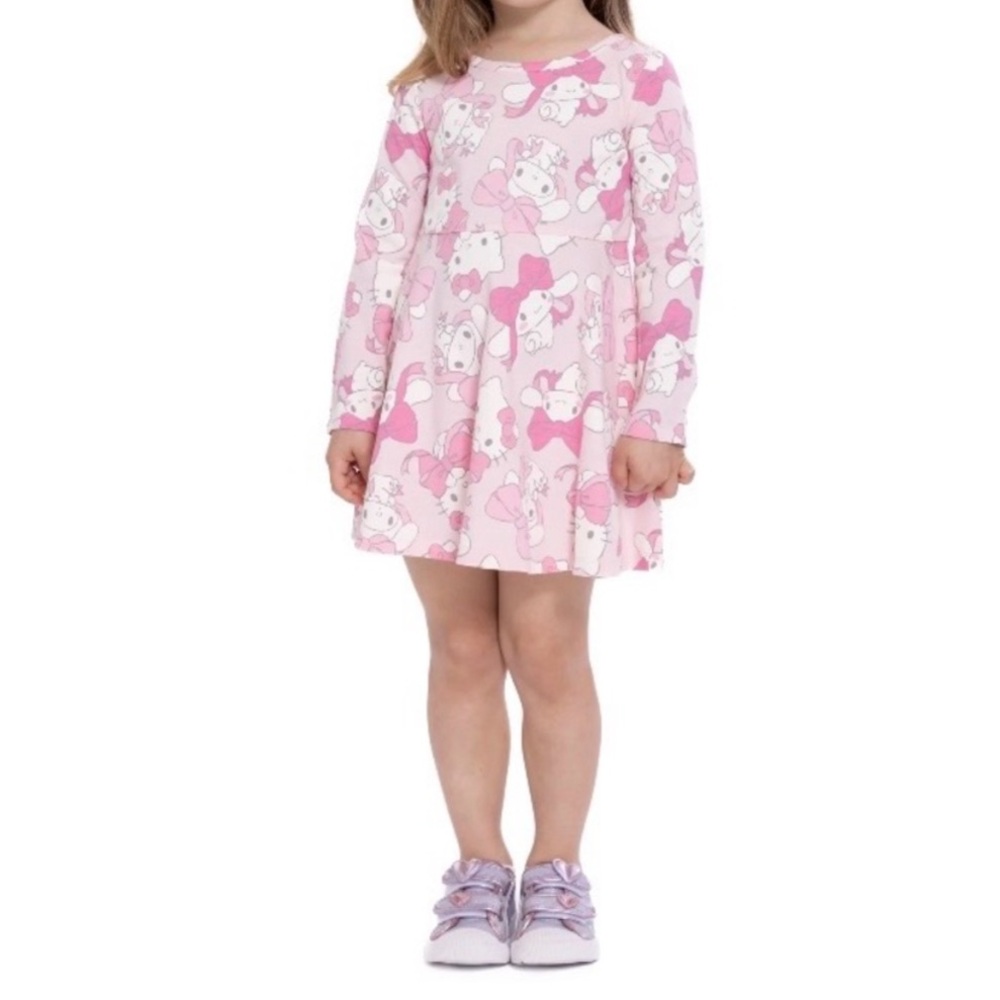 Sanrio Hello Kitty and Cinnamoroll Toddler Girls Long Sleeve Skater
Dress - 2T